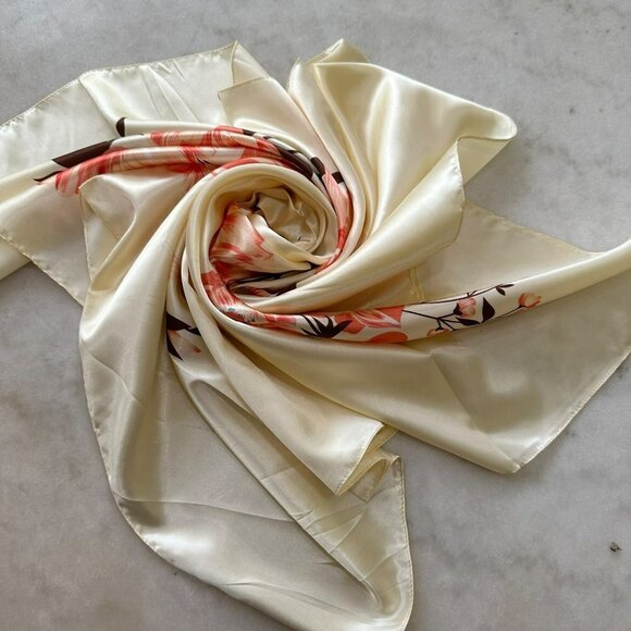 The Sparkle Bee Accessories - Colorful Floral Beige Blush Brown Printed Fashion Scarve Long Shawl